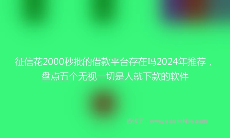 征信花2000秒批的借款平台存在吗2024年推荐，盘点五个无视一切是人就下款的软件