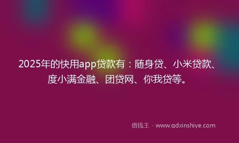 2025年的快用app贷款有：随身贷、小米贷款、度小满金融、团贷网、你我贷等。