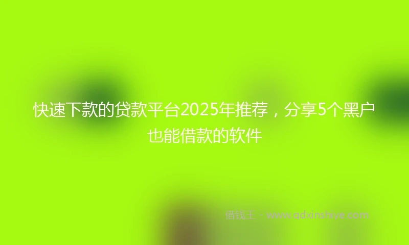 快速下款的贷款平台2025年推荐，分享5个黑户也能借款的软件