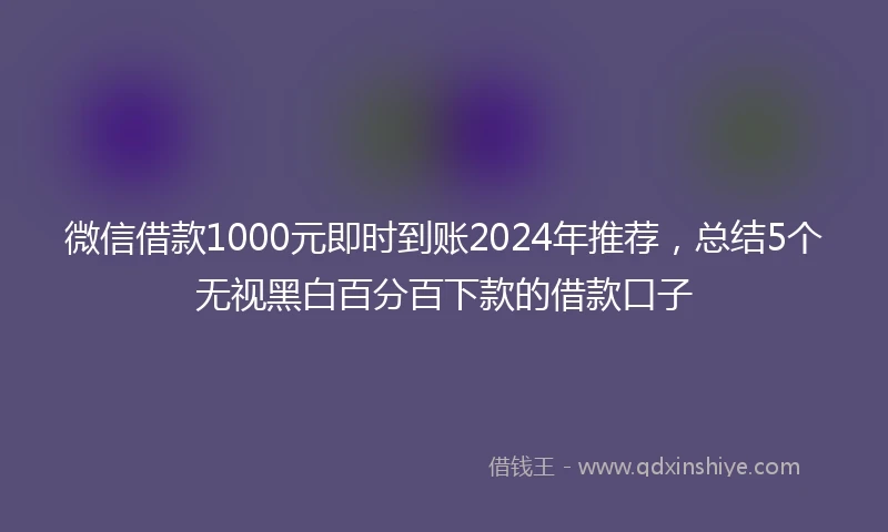 微信借款1000元即时到账2024年推荐，总结5个无视黑白百分百下款的借款口子