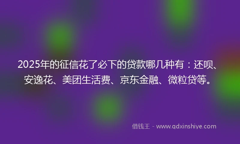 2025年的征信花了必下的贷款哪几种有：还呗、安逸花、美团生活费、京东金融、微粒贷等。
