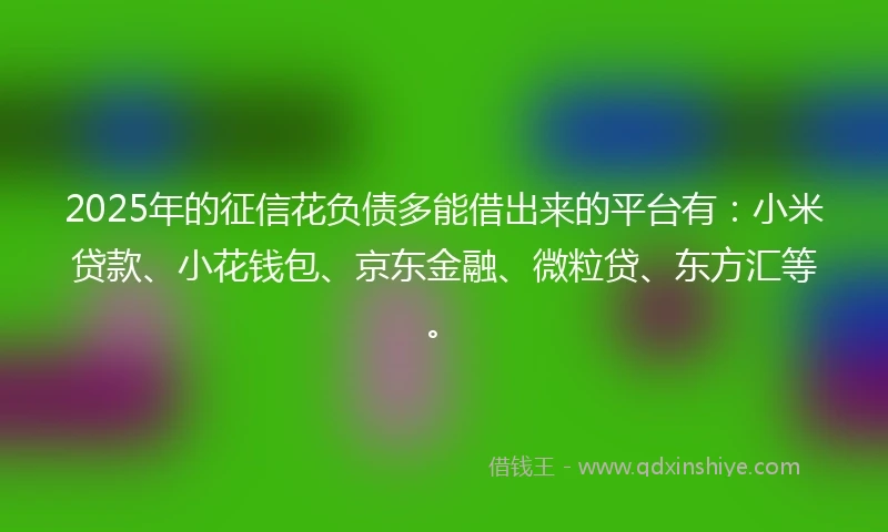 2025年的征信花负债多能借出来的平台有：小米贷款、小花钱包、京东金融、微粒贷、东方汇等。