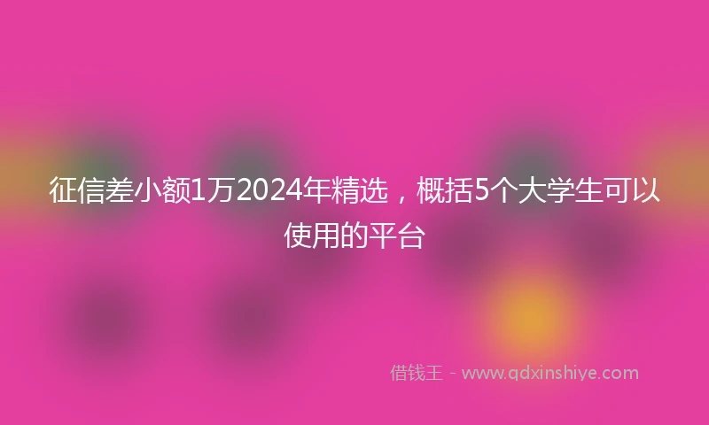 征信差小额1万2024年精选，概括5个大学生可以使用的平台