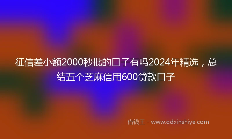 征信差小额2000秒批的口子有吗2024年精选，总结五个芝麻信用600贷款口子