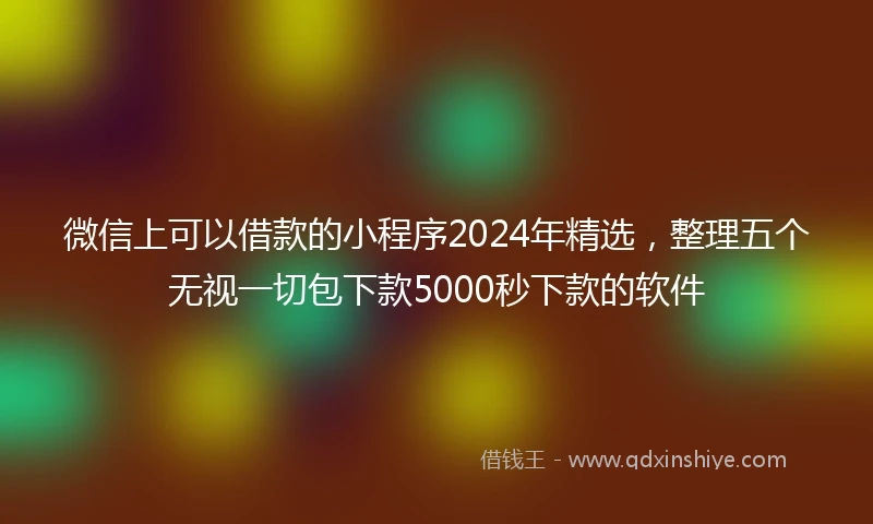 微信上可以借款的小程序2024年精选，整理五个无视一切包下款5000秒下款的软件
