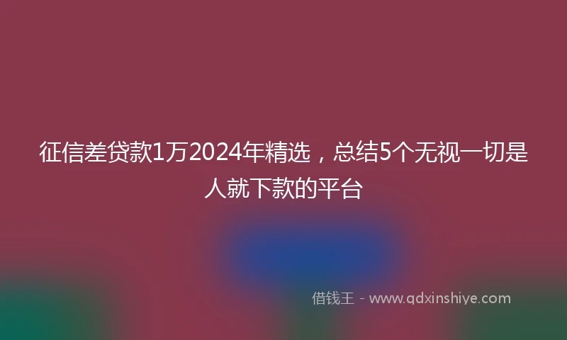 征信差贷款1万2024年精选，总结5个无视一切是人就下款的平台