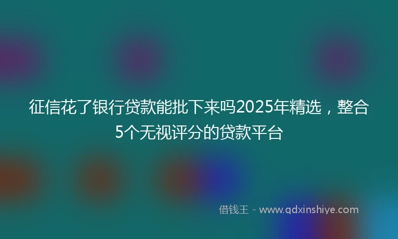 征信花了银行贷款能批下来吗2025年精选，整合5个无视评分的贷款平台