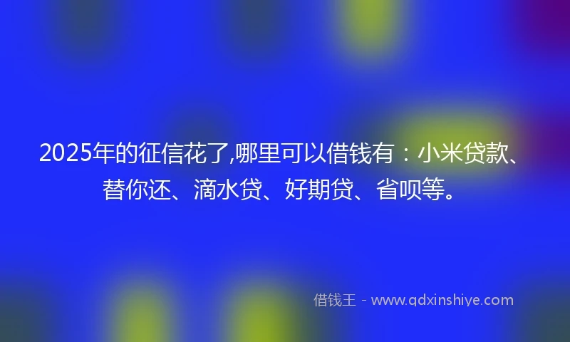 2025年的征信花了,哪里可以借钱有：小米贷款、替你还、滴水贷、好期贷、省呗等。