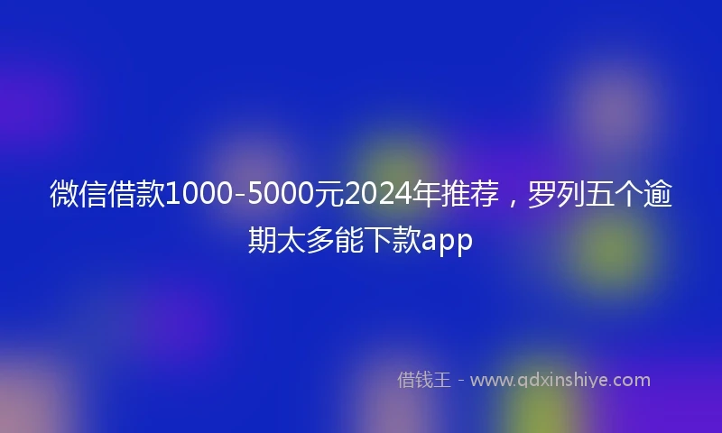 微信借款1000-5000元2024年推荐，罗列五个逾期太多能下款app