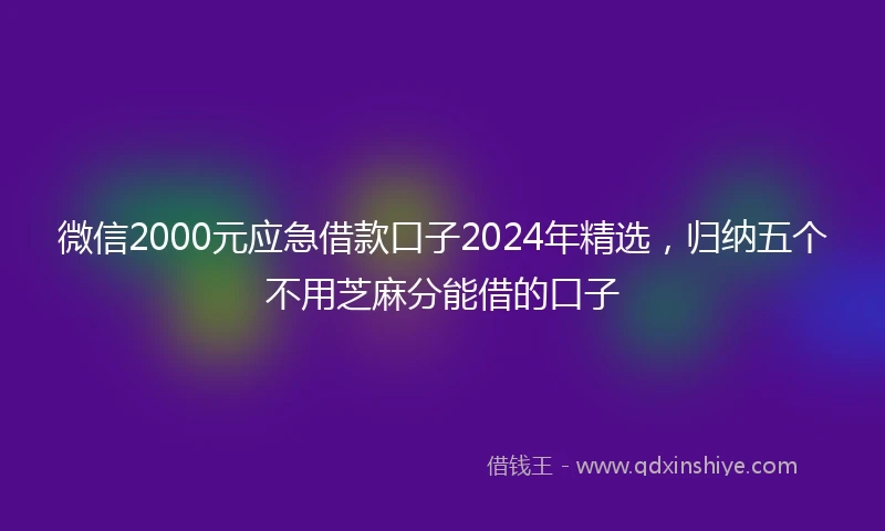 微信2000元应急借款口子2024年精选，归纳五个不用芝麻分能借的口子