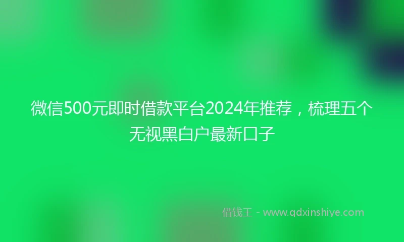 微信500元即时借款平台2024年推荐，梳理五个无视黑白户最新口子