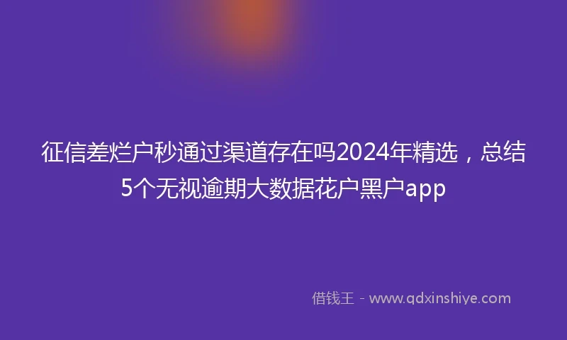 征信差烂户秒通过渠道存在吗2024年精选，总结5个无视逾期大数据花户黑户app