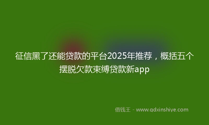 征信黑了还能贷款的平台2025年推荐，概括五个摆脱欠款束缚贷款新app