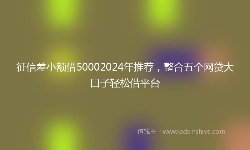 征信差小额借50002024年推荐，整合五个网贷大口子轻松借平台