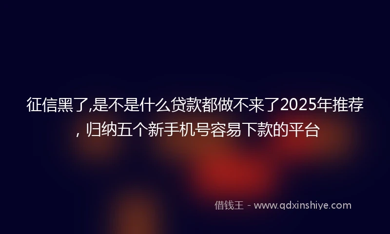 征信黑了,是不是什么贷款都做不来了2025年推荐，归纳五个新手机号容易下款的平台