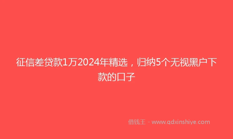 征信差贷款1万2024年精选，归纳5个无视黑户下款的口子