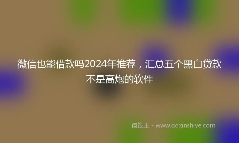 微信也能借款吗2024年推荐，汇总五个黑白贷款不是高炮的软件