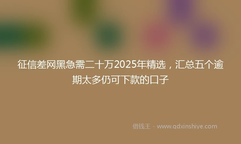 征信差网黑急需二十万2025年精选，汇总五个逾期太多仍可下款的口子