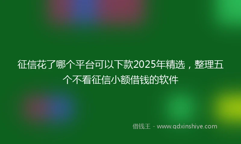 征信花了哪个平台可以下款2025年精选，整理五个不看征信小额借钱的软件