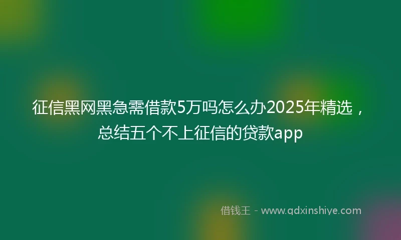 征信黑网黑急需借款5万吗怎么办2025年精选，总结五个不上征信的贷款app
