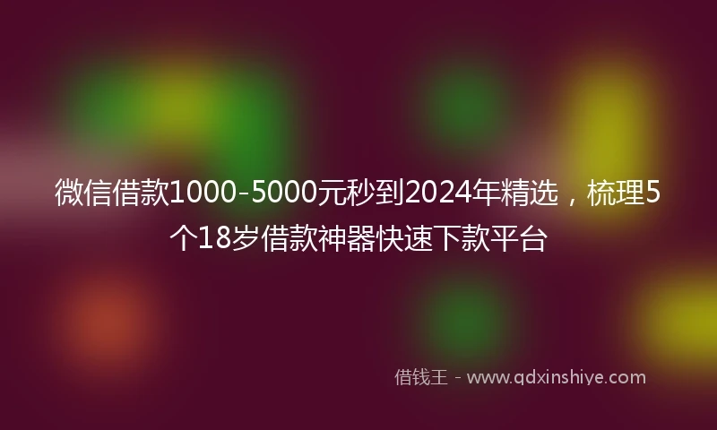 微信借款1000-5000元秒到2024年精选，梳理5个18岁借款神器快速下款平台