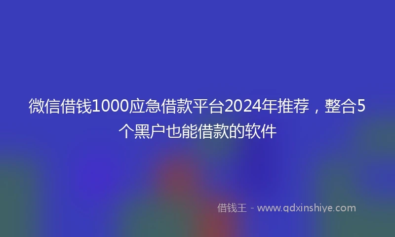 微信借钱1000应急借款平台2024年推荐，整合5个黑户也能借款的软件