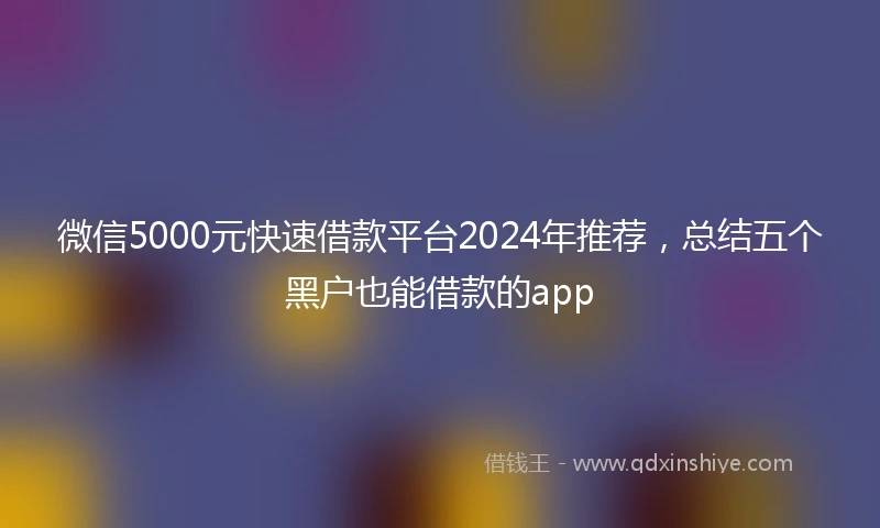 微信5000元快速借款平台2024年推荐,总结五个黑户也能借款的app