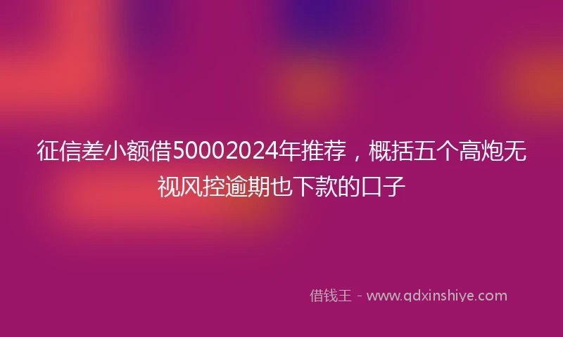 征信差小额借50002024年推荐，概括五个高炮无视风控逾期也下款的口子