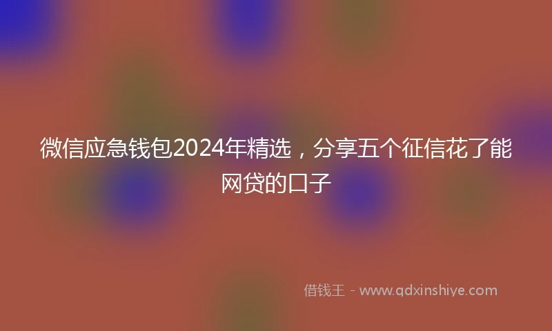 微信应急钱包2024年精选，分享五个征信花了能网贷的口子