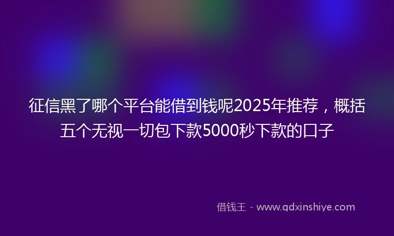 征信黑了哪个平台能借到钱呢2025年推荐，概括五个无视一切包下款5000秒下款的口子