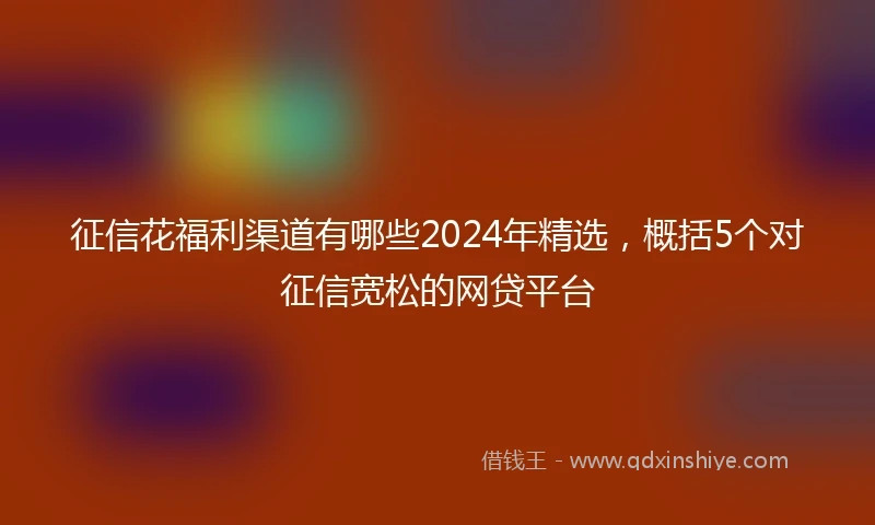 征信花福利渠道有哪些2024年精选，概括5个对征信宽松的网贷平台