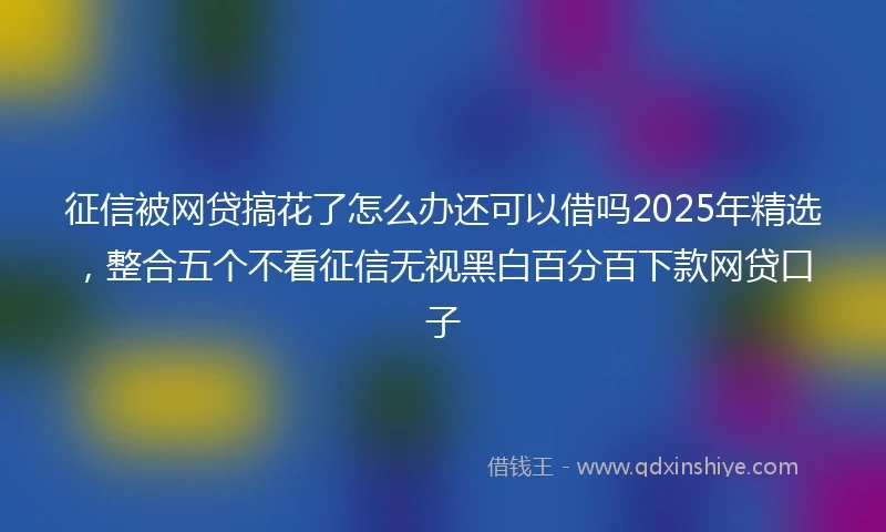 征信被网贷搞花了怎么办还可以借吗2025年精选，整合五个不看征信无视黑白百分百下款网贷口子