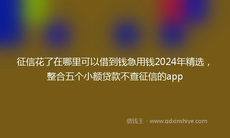 征信花了在哪里可以借到钱急用钱2024年精选，整合五个小额贷款不查征信的app
