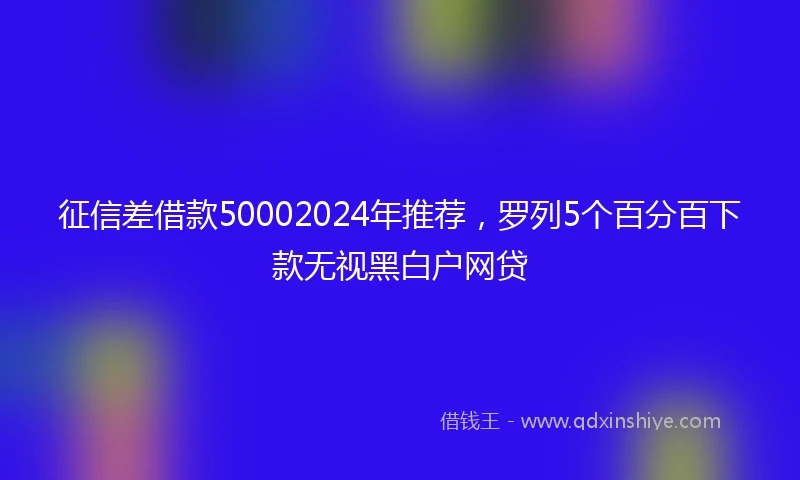 征信差借款50002024年推荐，罗列5个百分百下款无视黑白户网贷