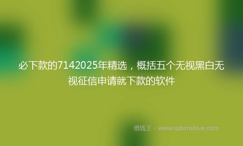 必下款的7142025年精选，概括五个无视黑白无视征信申请就下款的软件
