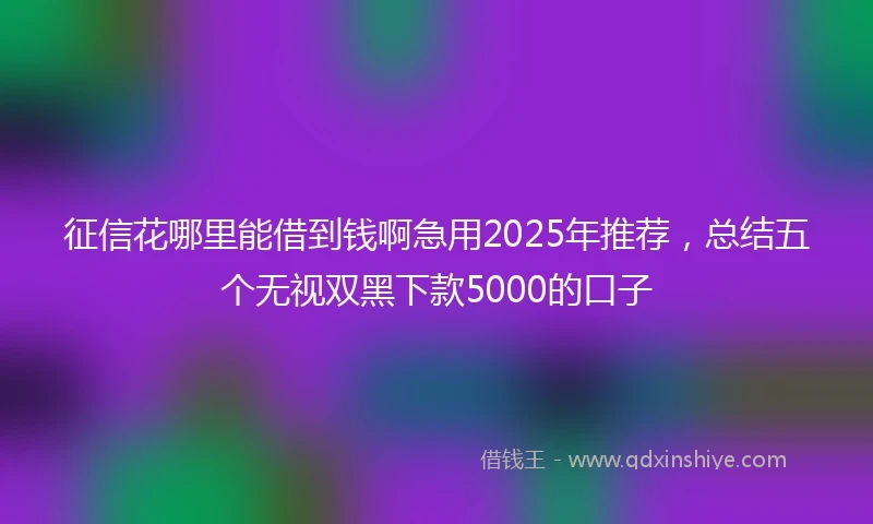 征信花哪里能借到钱啊急用2025年推荐，总结五个无视双黑下款5000的口子