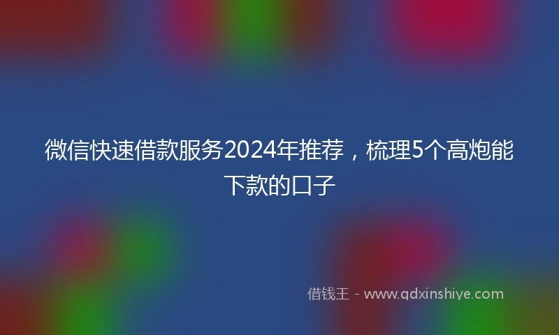 微信快速借款服务2024年推荐，梳理5个高炮能下款的口子