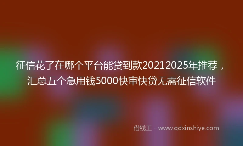 征信花了在哪个平台能贷到款20212025年推荐，汇总五个急用钱5000快审快贷无需征信软件