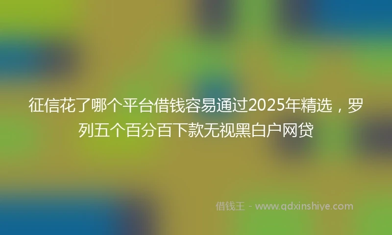 征信花了哪个平台借钱容易通过2025年精选，罗列五个百分百下款无视黑白户网贷