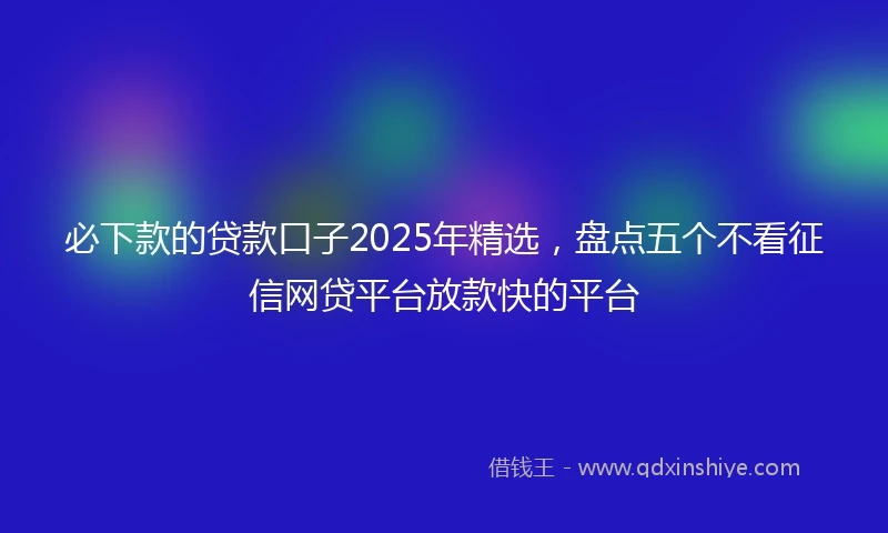 必下款的贷款口子2025年精选，盘点五个不看征信网贷平台放款快的平台