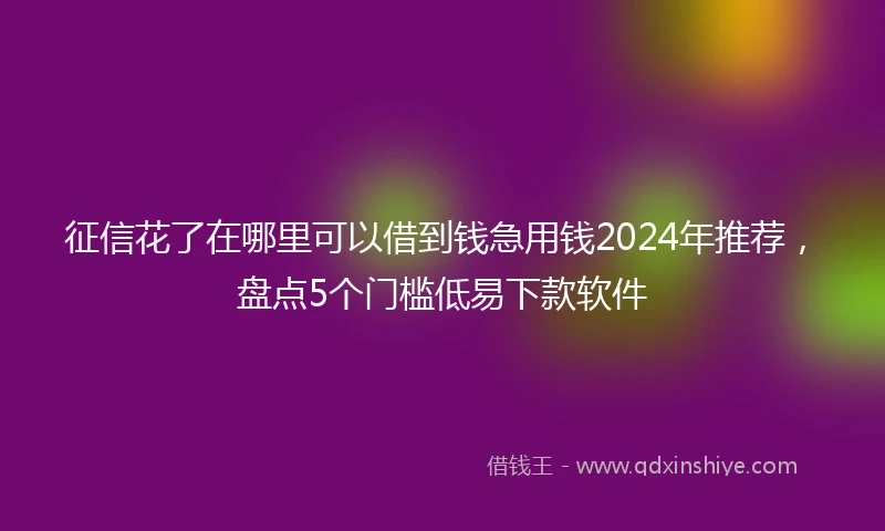 征信花了在哪里可以借到钱急用钱2024年推荐，盘点5个门槛低易下款软件