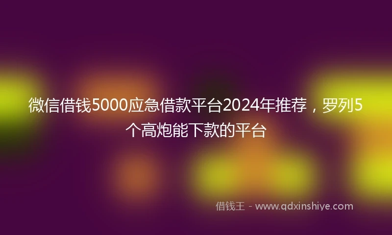 微信借钱5000应急借款平台2024年推荐,罗列5个高炮能下款的平台