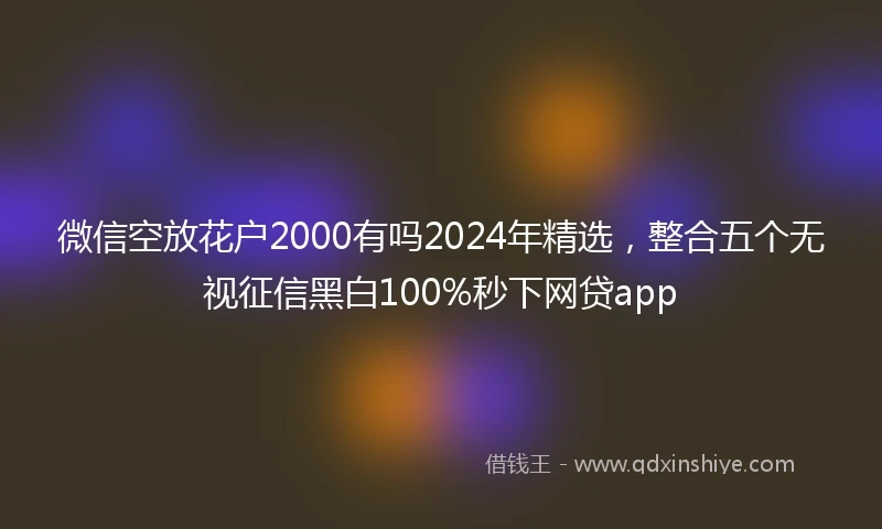 微信空放花户2000有吗2024年精选，整合五个无视征信黑白100%秒下网贷app