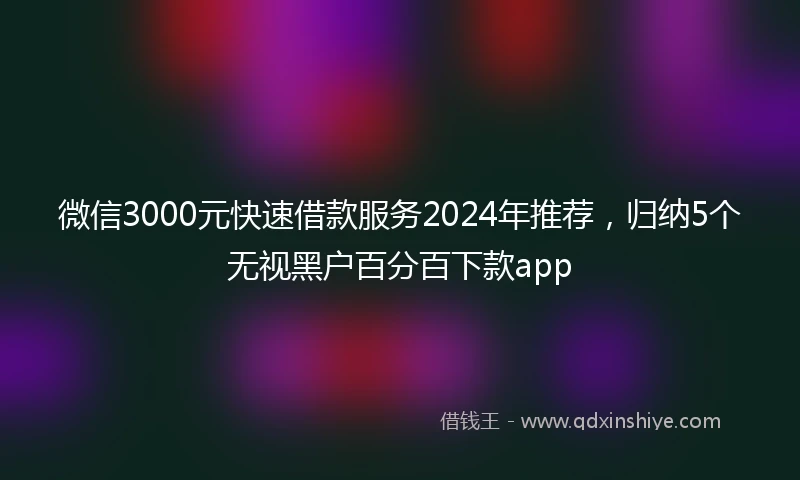 微信3000元快速借款服务2024年推荐，归纳5个无视黑户百分百下款app