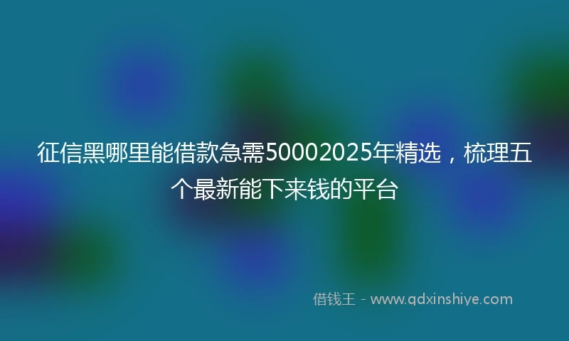 征信黑哪里能借款急需50002025年精选，梳理五个最新能下来钱的平台