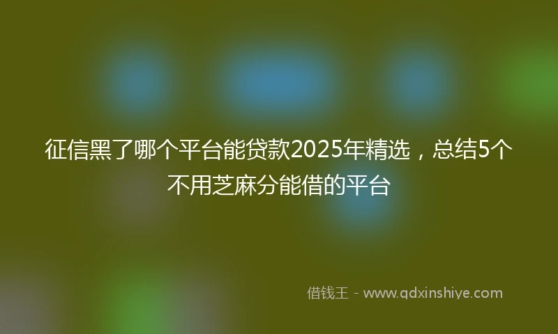征信黑了哪个平台能贷款2025年精选，总结5个不用芝麻分能借的平台