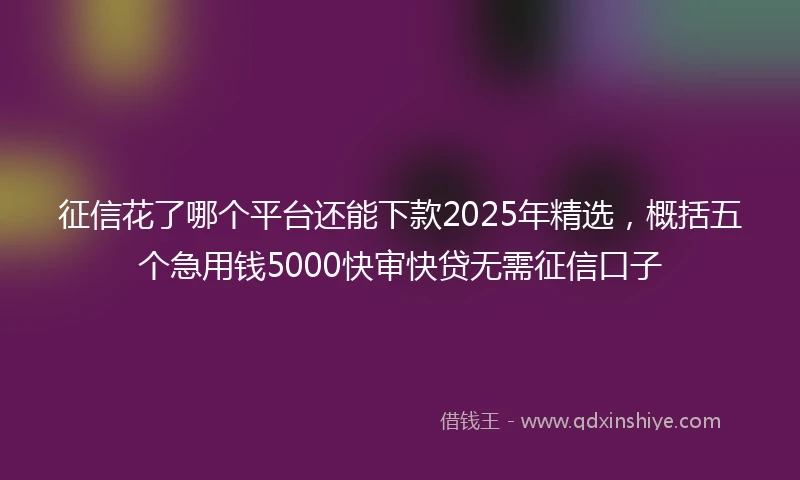 征信花了哪个平台还能下款2025年精选，概括五个急用钱5000快审快贷无需征信口子