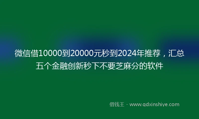 微信借10000到20000元秒到2024年推荐，汇总五个金融创新秒下不要芝麻分的软件
