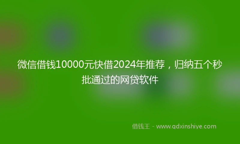 微信借钱10000元快借2024年推荐，归纳五个秒批通过的网贷软件