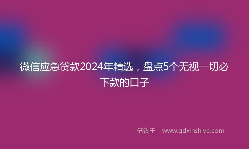 微信应急贷款2024年精选，盘点5个无视一切必下款的口子